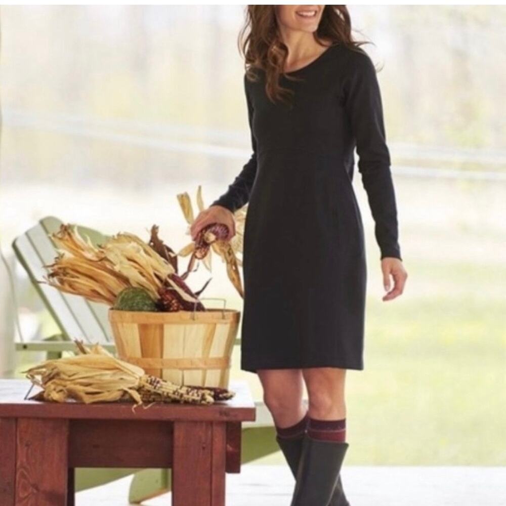 Duluth Trading Co Women's Medium Wearwithall Ponte Knit Dress Long Sleeve Pocket